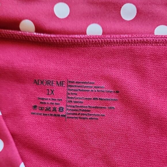 Adore Me Red Polka Dot Swimwear- Women's Size 1X Bottom, Size 42D Top - Picture 2 of 6